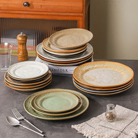 Assiettes de Dîner en Céramique Vintage 7/8/10 Pouces, Vaisselle en Porcelaine Robuste et Personnalisable, Assiettes à Steak et à Spaghetti