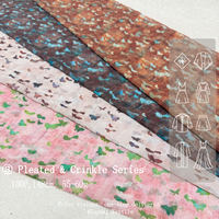 Tissu en crêpe de soie froissé à imprimé papillon aquarelle floue, résistant aux plis et respirant, pour vêtements féminins et abayas