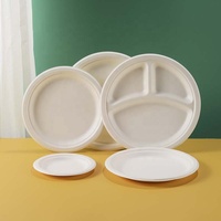 Plateaux alimentaires biodégradables de 6, 7, 9 et 10 pouces, en bagasse de papier blanc et brun, assiettes jetables pour restaurant