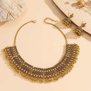 इंडियन नेकलेस लैयरिंगस डायमंड स्टड ज्हुमका फैशन, महिलाओं की शादी की पार्टी पहने हुए निर्माता - Product Image 5