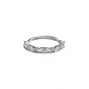 Marquise Round Diamond Band Alternating Multi Stone <b>Ring</b> Curved Wedding Band <b>Stacking</b> <b>Ring</b> 18K 14K Gold Plated Jewelry Gift - Product Image 1