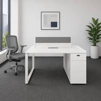 Poste de travail modulaire moderne avec cloison en acrylique et armoire latérale pour bureau multi-personnes