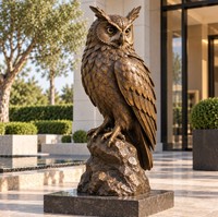 Statue d'hibou en bronze grandeur nature, design personnalisé, pour jardin extérieur