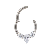 Fuxuan Anneaux clicker en titane ASTM F136 avec 3 zircons pour piercing d'oreille et hélix, vente en gros