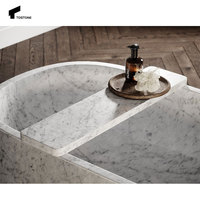Tostone Carrara série baignoires en pierre de marbre naturel autoportantes blanches pour décoration intérieure élégante de salle de bain d'hôtel à la maison