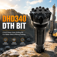 Foret à bouton DTH haute pression d'air DHD340 de 4 pouces pour le forage de puits d'eau et de roches dans l'exploitation minière