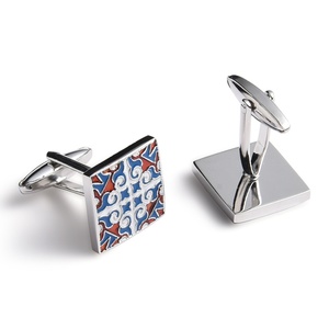 Zinc Alloy Gold Electroplated Rectangle Shape Soft Enamel Patch <b>Collar</b> Button Custom Logo Promotional Cufflinks - Product Image 1