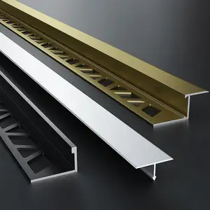 Pavimentazione interna in wpc composito di legno t shape tile trim striscia decorativa in acciaio inossidabile transizione del canale della linea