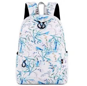 2022 Custom Fashion Rucksack für Mädchen Teenage School Rucksack Frauen Rucksack Geldbörse (Blue Flower)