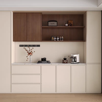 Armoire de rangement avec portes battantes en placage de bois color block, meuble de salon