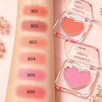 Produits de maquillage : Palette de blush en poudre cuit, effet naturel brillant, pour le visage et les joues, teinte rose cœur
