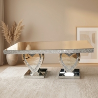 Table à manger rectangulaire moderne avec miroir, table de mariage effet diamant broyé pour la maison, l'hôtel, le restaurant