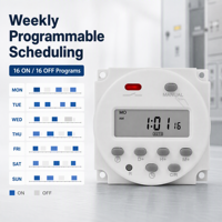 Minuteur programmable hebdomadaire numérique CN101A AC220V 16A avec écran LCD et couvercle de protection pour contrôle automatisé