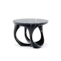 Table d'appoint ronde moderne en fibre de verre finition marbre noir pour tables basses de salon