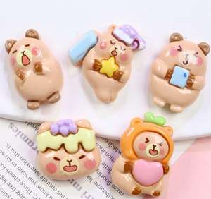 Mignon Dauphin Capibara Mode Résine Charmes Visage Lumineux pour DIY Crème Colle Téléphone Cas Réfrigérateur Autocollant Décoration Lucite - Product Image 4