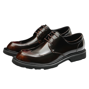 Zapatos de Vestir para Hombre, de Piel Vacuna Genuina, con Suela Gruesa, Diseño Plano y Punta Redonda, Ideales para Bodas y Negocios, Cómodos para Todo Tipo de Eventos - Product Image 1