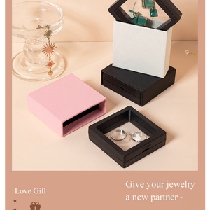 Wholesale Custom logo Transparent Jewelry Packaging PE Film Jewelry <b>Box</b> Drawer Ring Necklace Bracelet <b>Box</b> 2 in 1 2022 - Product Image 6