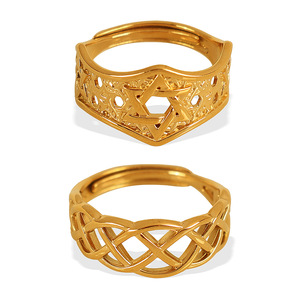 European Style Gold Plated <b>Ring</b> Geometric Star <b>Open</b> Hollow Design For Women Gift Jewelry - Product Image 5