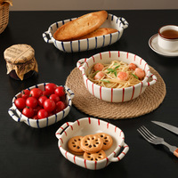 Assiette de service rectangulaire profonde en céramique, style nordique coréen, écologique, avec deux poignées, pour salade et pâtes