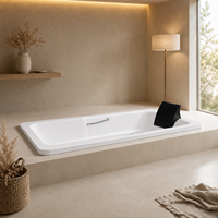 Baignoire rectangulaire encastrable en acrylique, profonde, avec barre d'appui, appui-tête et trop-plein, pour salle de bain domestique, 71 pouces