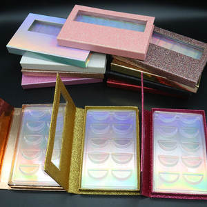 Kotak Bulu Mata Palsu Kustom 5 Dalam 1 25 Mm Bulu Mata Kotak Kemasan Bulu Mata Mink Palsu Grosir Glitter Kosong 5 Pasang 25 Mm Bulu Mata Magnet Merah Muda - Product Image 2