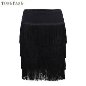 Gonna da ballo latino TONGYANG donna Samba <span class=keywords><strong>Tango</strong></span> quattro strati abiti con frange Performance da competizione Salsa donna gonna con frange latine - Product Image 1