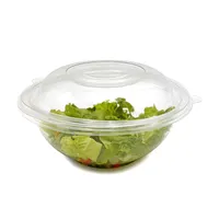 Tigela de salada de vegetais plástica descartável, animal de estimação transparente redondo com tampa