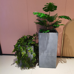 Fiberglass <b>Square</b> Floor <b>Planter</b> Modern Minimalist Indoor Shopping Mall Green Plant Container <b>Large</b> Size Combination - Product Image 4