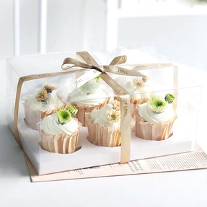 Boîtes à cupcakes marbrées à 2/4/6 cavités et emballages pour gâteaux, boîtes à biscuits avec fenêtre, porte-muffins, porte-dragées, contenants à desserts - Product Image 2