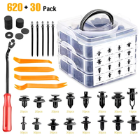 HE132 620PCS Nouveau Kit de Rivets de Fixation à Poussoir pour Garnitures de Carrosserie, Panneaux de Porte, Ailes et Pare-chocs en Plastique avec Outil de Retrait