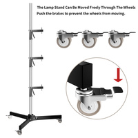 Support d'éclairage en alliage d'aluminium SH 63cm-190cm avec vis 1/4 3/8 et roues, trépied pliable pour flash de studio, lumière LED COB