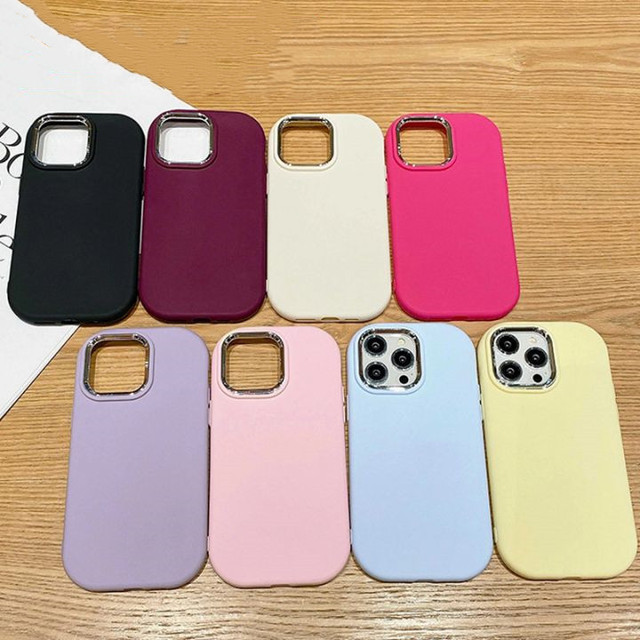 Pure Colors Electroplate Lens TPU Phone Case for iPhone 7 8 Plus Max XR 11 12 13 14 15 16 Promax Soft Protect Back Cover
