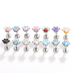 Pendiente de Titanio G23 con Forma de Garra de Gato y Corazón con Circonita Cúbica en el <span class=keywords><strong>Centro</strong></span>, Joyería Corporal para <span class=keywords><strong>Piercing</strong></span> de 16G, Pendiente Helix, Anillo Labial, Anillo para Oreja - Product Image 4