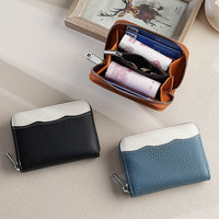 Porte-monnaie en cuir de vachette pleine fleur avec protection RFID, portefeuille pour femme à fermeture éclair, porte-cartes multi-emplacements pour usage quotidien