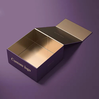 Boîte cadeau magnétique en carton pliable de luxe personnalisée de couleur violette