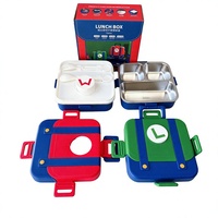 Boîte à lunch compartimentée en acier inoxydable 304 pour étudiants, double couche isolée, 3 compartiments, capacité de 501 à 800 ml, mignonne