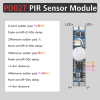 Sensor de Movimiento Infrarrojo PIR Inteligente Slovelight PD02T, DC12V/24V, Distancia Ajustable, 3A, con Rango de Detección de 2m, Venta al Por Mayor