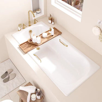 Baignoire rectangulaire en acrylique blanc avec drainage automatique intégré, nouvelle baignoire