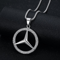 Perhiasan Hip Hop Liontin Pria dari Baja Anti Karat 316L, Personalisasi, Bertabur Zirkonia Kubik, Logo Mobil Terkenal, Fashionable
