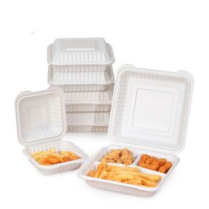 Boîtes jetables pour repas à emporter, restaurant, 9x9 pouces, emballage à emporter, contenants alimentaires à clapet - Product Image 1
