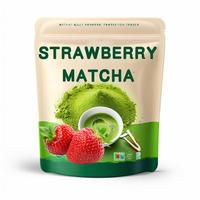 Poudre de thé vert matcha de qualité cérémonielle japonaise naturelle, saveur fraise, poudre de matcha aromatisée
