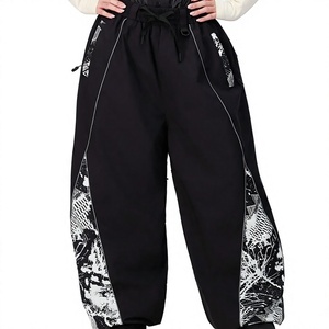 Custom Beige Plus Size Loose Hip Hop <b>Ski</b> Pants Unisex Streetwear Outdoor Cargo Baggy Breathable 10,000mm Waterproof skiwear - Product Image 1