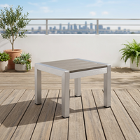 Table d'appoint carrée moderne pour extérieur, structure en aluminium brossé argenté, résistante aux intempéries, pour plateau à lattes, anti-rouille, table durable