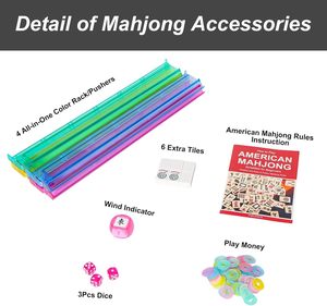 Juego Completo de Mahjong Americano, 166 Fichas, 4 Soportes, Kit Completo que Incluye Fichas, Dados, Manual, Acabado a Mano, Portátil, para Principiantes - Product Image 2