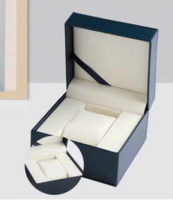 New Luxury Dark <b>Blue</b> PU Leather Watch <b>Box</b> Single Watch <b>Storage</b> Case High Quality Square Dustproof Watch <b>Box</b> with Soft Lining - Product Image 6