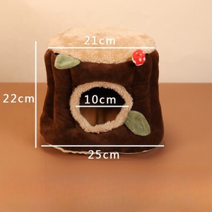 Lit pour petits animaux en forme <span class=keywords><strong>de</strong></span> souche d'arbre, nid suspendu pour lapin, cochon d'Inde, hamster, écureuil avec coussin amovible - Product Image 5