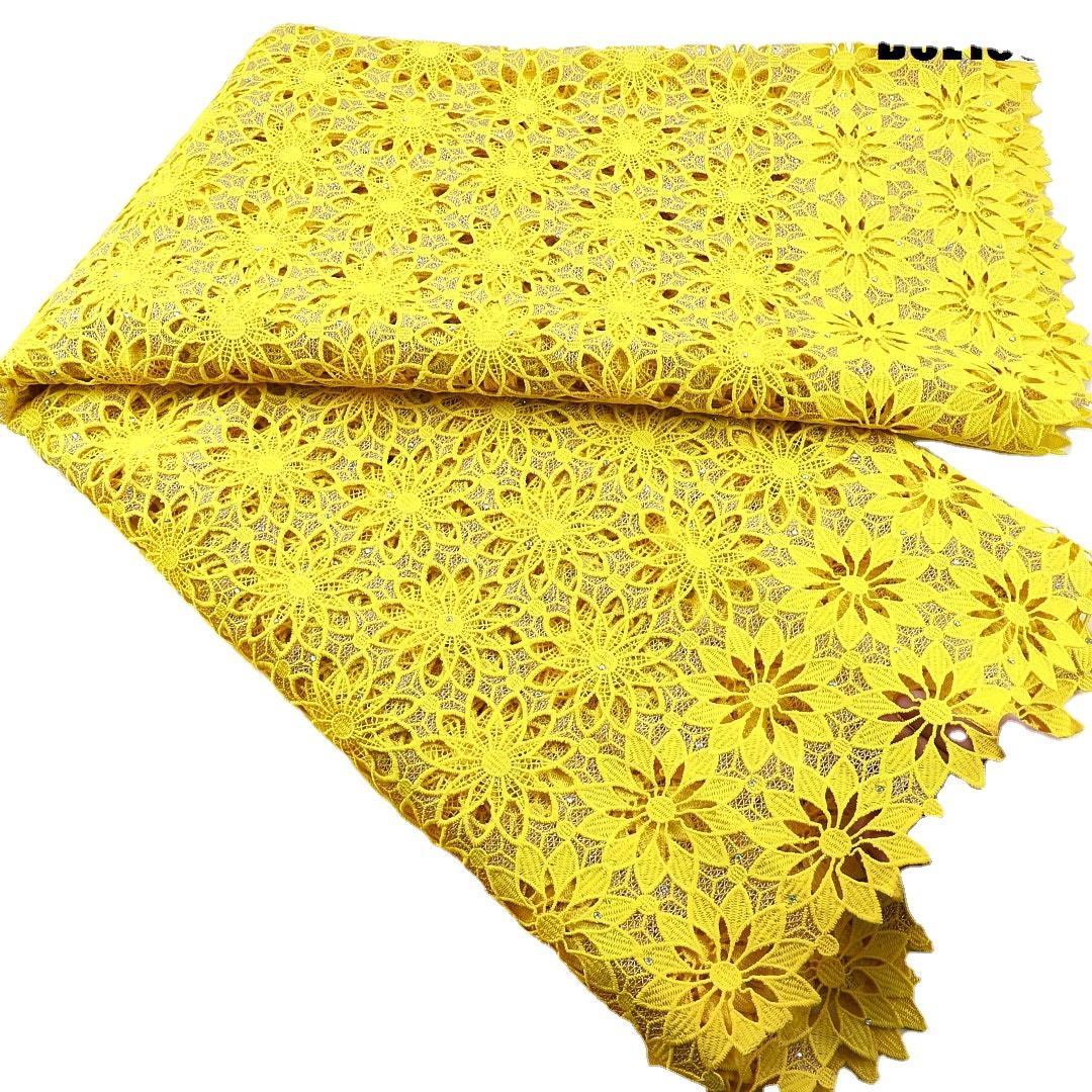Good Quality Guipure Lace Water-soluble Yellow Embroidery Fabric