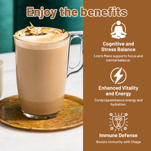 Café de champiñones de etiqueta privada, polvo de café de champiñones Reishi Chaga orgánico con leche de almendras, café de champiñones 10 en 1 - Product Image 6