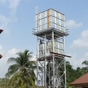 Individueller Regenwassersammler temporärer Wasserspeicher-Tank verzinkter Stahlbehälter mit 10 M-Turm