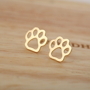 Boucles <span class=keywords><strong>d</strong></span>'oreilles tendance en acier inoxydable pour <span class=keywords><strong>femme</strong></span>, motif pattes de chien, bijoux fantaisie - Product Image 2